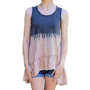 Gimmicks Buckle BKE XS Stripe Boho HiLo Ruffle Ruched Colorblock Tunic Tank GUC